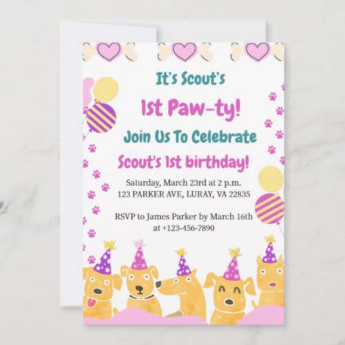 1st PAW_TY First Birthday  Invitation