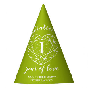 1st Peridot wedding anniversary custom party hats
