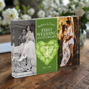 1st peridot wedding anniversary now then photo acrylic award