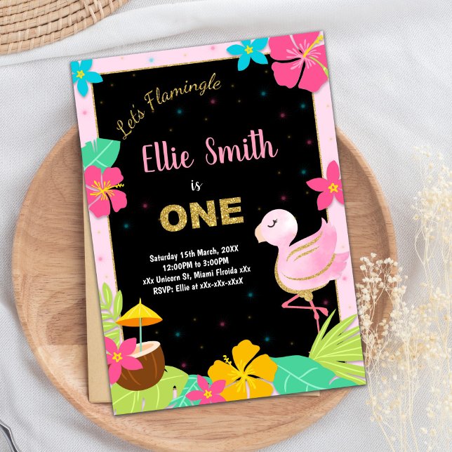 1st Pink Flamingo Birthday Invitations (1st Pink Flamingo Birthday Invitations)
