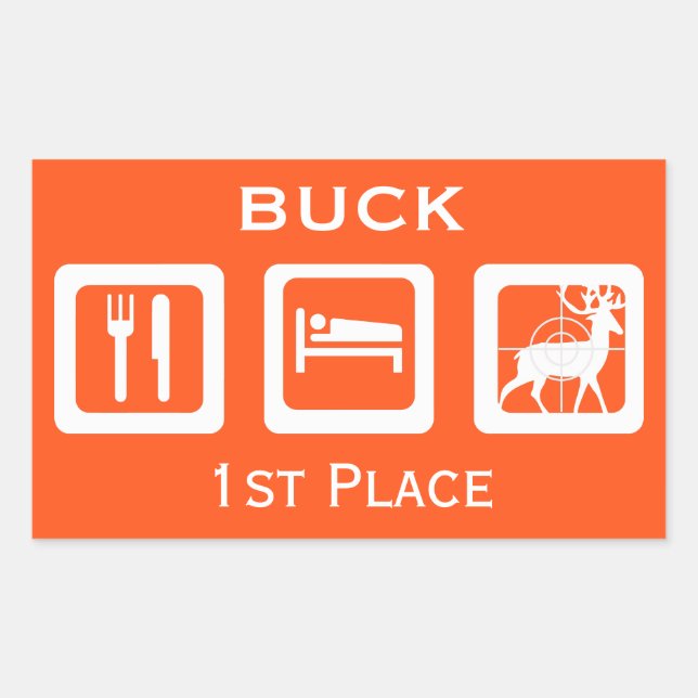 1st Place Orange Deer Crosshairs Hunting Rectangular Sticker (Front)