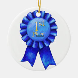 1st Place Ribbon Medallion Ceramic Ornament