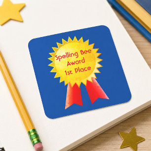 1st Place Spelling Bee Homeschool Award Square Sticker