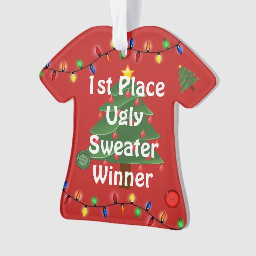 1st Place Ugly Christmas Sweater Contest Ornament | Zazzle