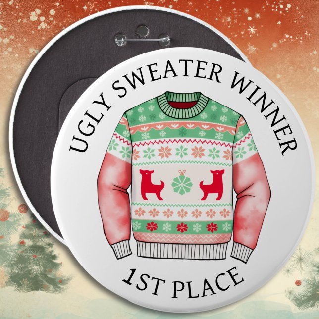 1st Place Ugly Sweater Winner | Funny Christmas  Button (Creator Uploaded)