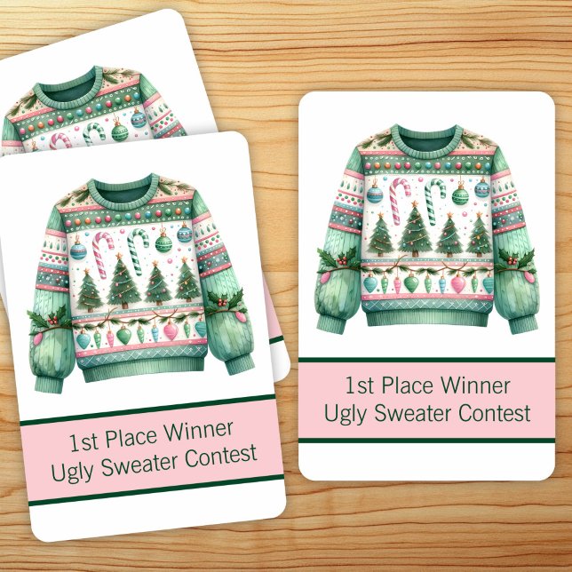 1st Place Winner Ugly Sweater Contest Green Pink Poker Cards (Creator Uploaded)