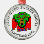1st Place Winner Ugly Sweater Contest Medal Metal Ornament at Zazzle