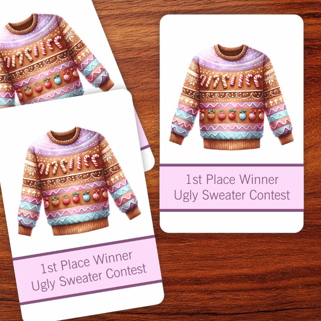 1st Place Winner Ugly Sweater Contest Pink Purple Poker Cards (Creator Uploaded)