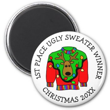 1st Place Winner Ugly Sweater Contest Prize Magnet by FeelingLikeChristmas at Zazzle
