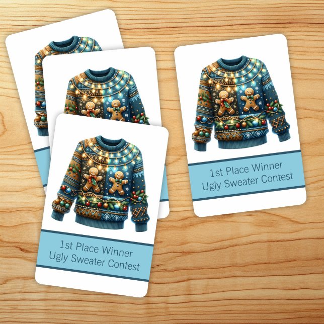 1st Place Winner Ugly Sweater Contest Tree Lights Poker Cards (Creator Uploaded)