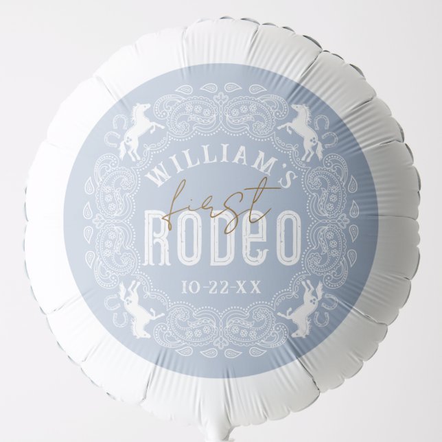 1st Rodeo Birthday Balloon – Blue Bandana Western  (Front)