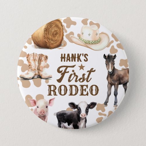1st Rodeo Birthday Boy Western Button