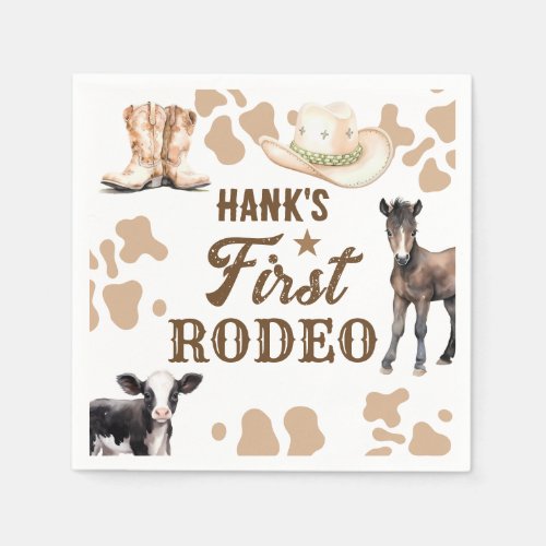 1st Rodeo Birthday Boy Western Paper Napkin