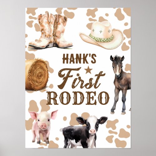 1st Rodeo Birthday Boy Western Poster