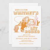  1st Rodeo, First Rodeo Birthday, Cowgirl Birthday Invitation (Front/Back)