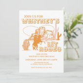  1st Rodeo, First Rodeo Birthday, Cowgirl Birthday Invitation (Standing Front)