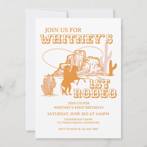  1st Rodeo First Rodeo Birthday Cowgirl Birthday Invitation