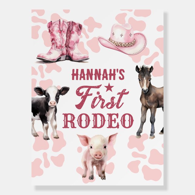 1st Rodeo Pink Birthday Foam Boards (Front)