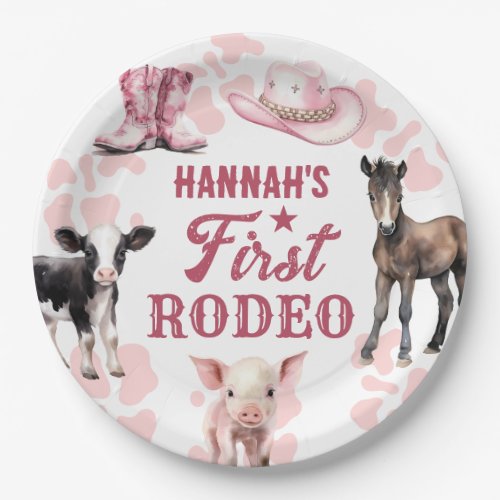1st Rodeo Pink Birthday Paper Plate