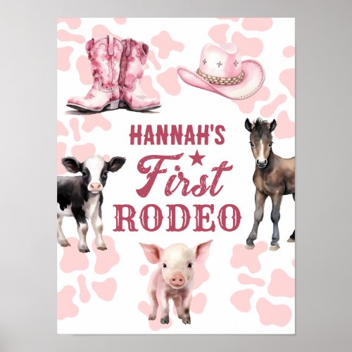 1st Rodeo Pink Birthday Poster