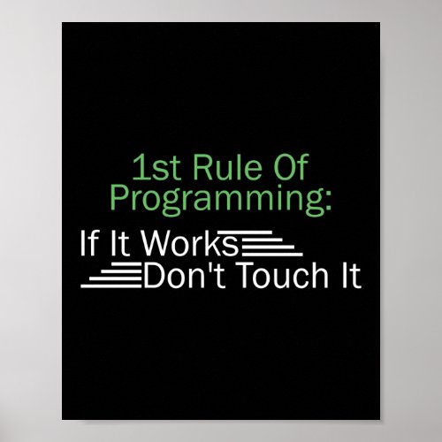 1st Rule Of Programming Programmer Coding Poster