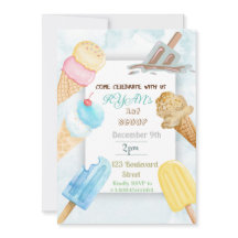 1st Scoop Icecream Theme Birthday Invitation