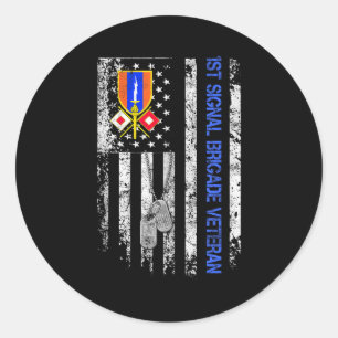 1st Signal Brigade Veteran Vintage Flag Veterans D Classic Round Sticker
