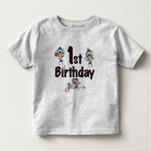 1st Sock Monkey Baseball Birthday Toddler T-shirt