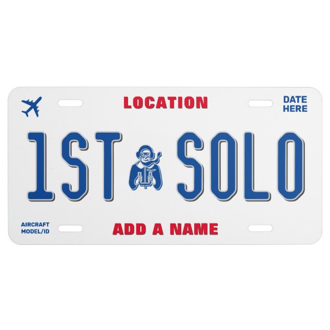 1st Solo Flight Congratulations License Plate (Front)