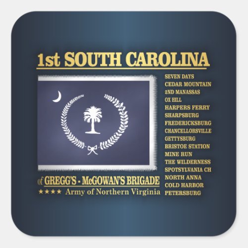 1st South Carolina Infantry BA2 Square Sticker