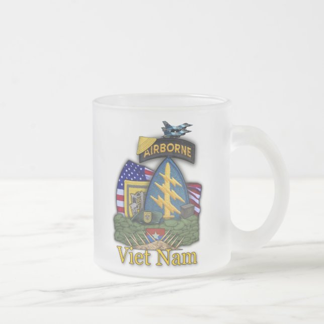 1st special forces green berets war vets frosted glass coffee mug (Right)