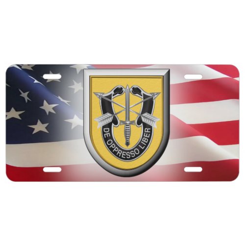 1st Special Forces Group A With American Flag License Plate