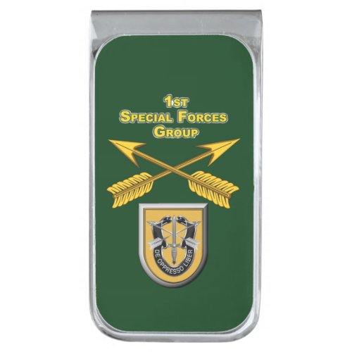 1st Special Forces Group Airborne   Silver Finish Money Clip