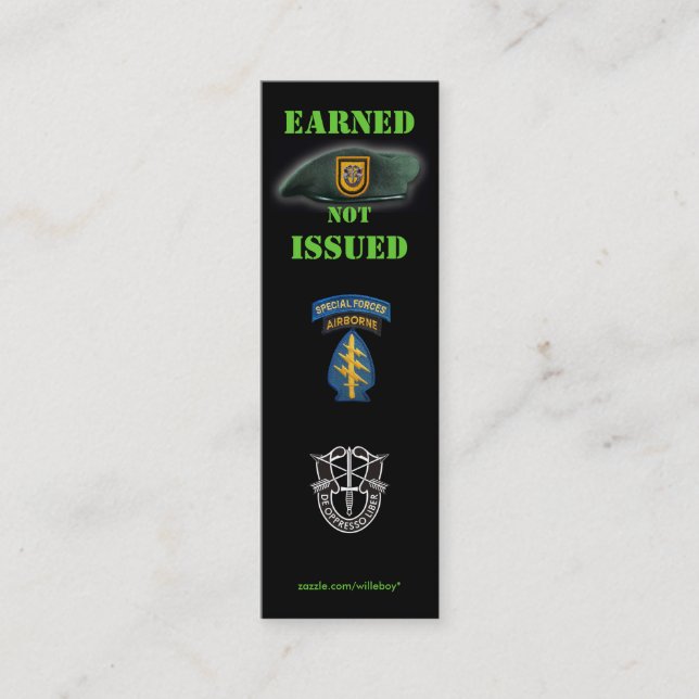 1st special forces group green berets bookmarker mini business card (Front)