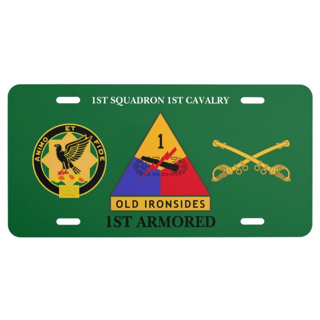 1ST SQDN 1ST CAVALRY 1ST ARMORED LICENSE PLATE (Front)