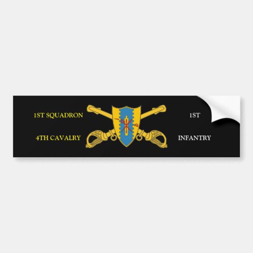 1ST SQDN 4TH CAVALRY 1ST INFANTRY BUMPER STICKER