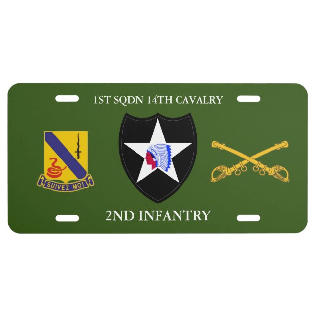 1ST SQUADRON 14TH CAVALRY  LICENSE PLATE (Front)