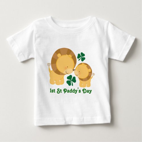 1st St Paddys Day Irish Baby Lion Shamrock Tee