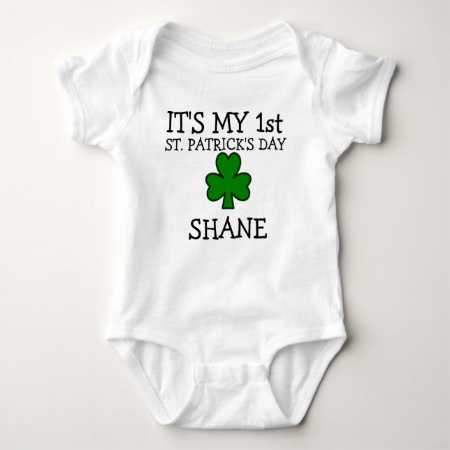 1st st patricks day personalized st patricks day baby bodysuit (Front)