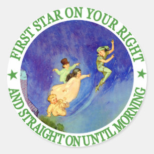 1ST STAR ON YOUR RIGHT, STRAIGHT ON UNTIL MORNING CLASSIC ROUND STICKER