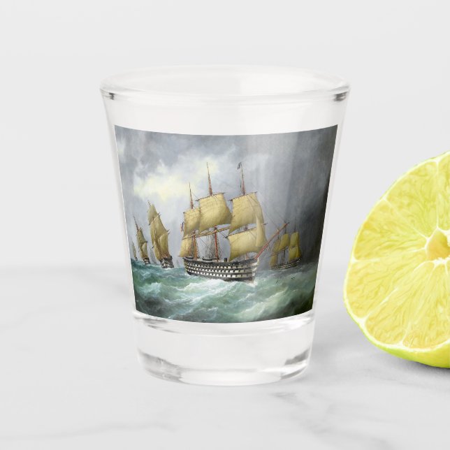 1st steam battleships 1884 shot glass (Front)