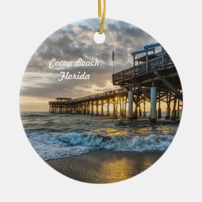 1st Sunrise 2017 Cocoa Beach Ceramic Ornament (Front)