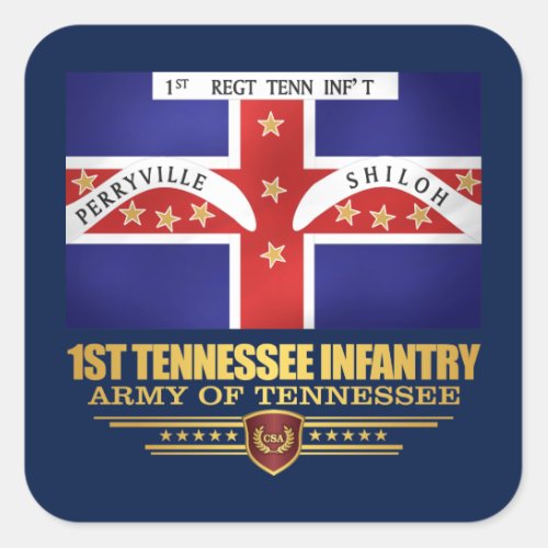 1st Tennessee Infantry Square Sticker