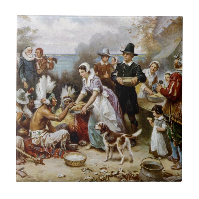 1st thanksgiving ceramic tile (Front)