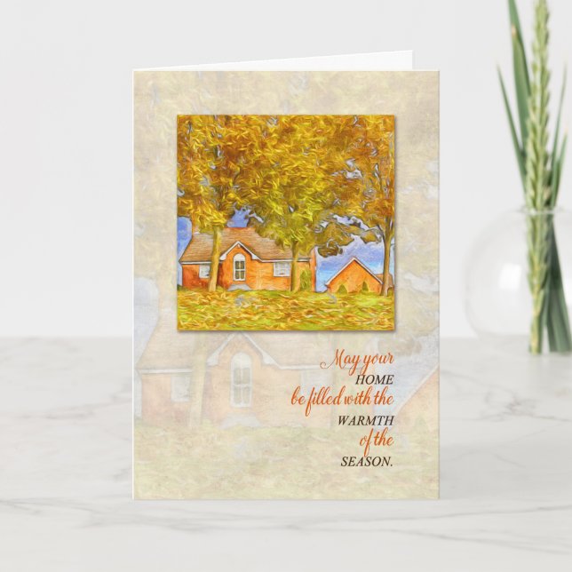 1st Thanksgiving in New Home Autumn Watercolor Holiday Card (Front)