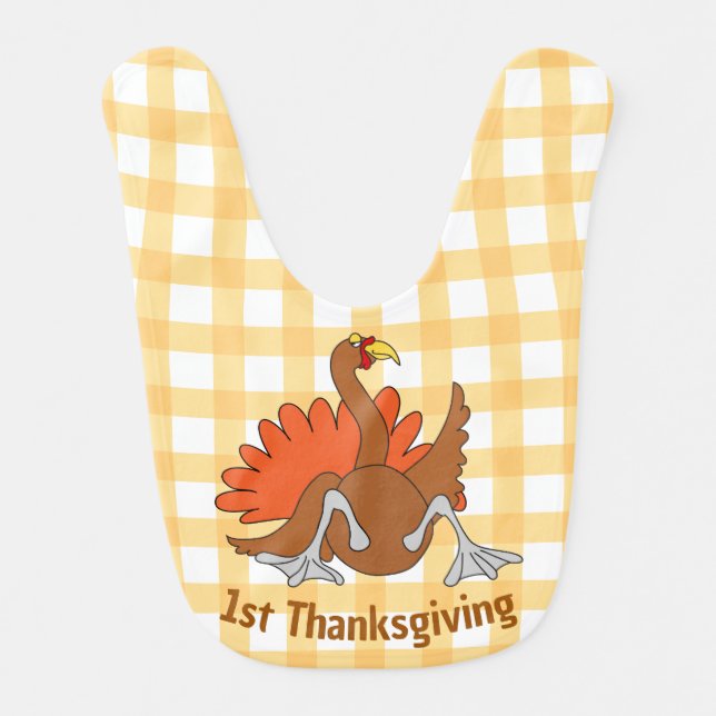 1st Thanksgiving Turkey  Baby Bib (Front)