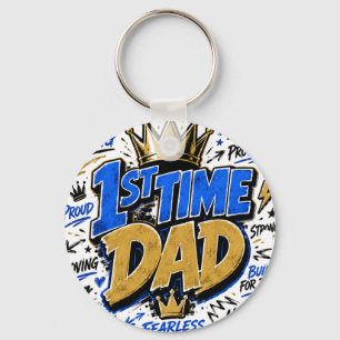 1st Time Dad Two-Tone Coffee Keychain