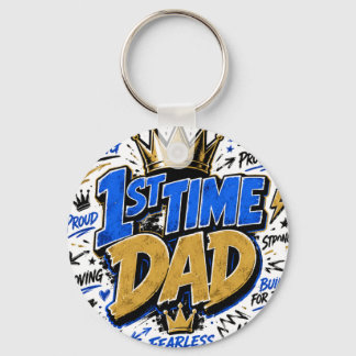 1st Time Dad Two-Tone Coffee Keychain