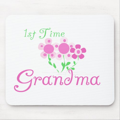 1st  Time Grandma_Pink Flowers Mouse Pad