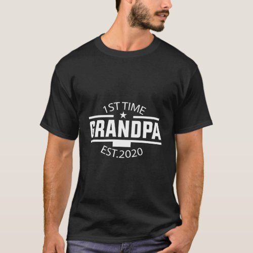 1St Time Grandpa Est 2020 New Grandpa Papa Funny B T_Shirt